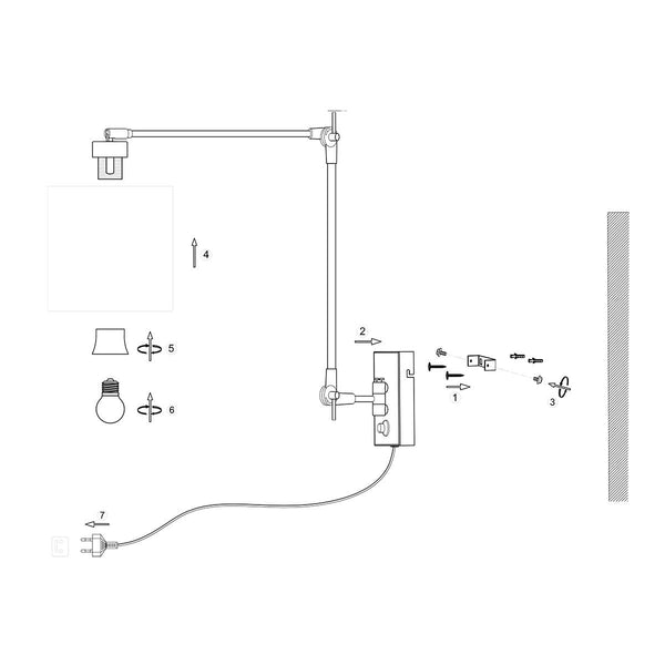 Wandlamp Prestige Chic 7396ST+K7396RS Staal-Grijs Linnen