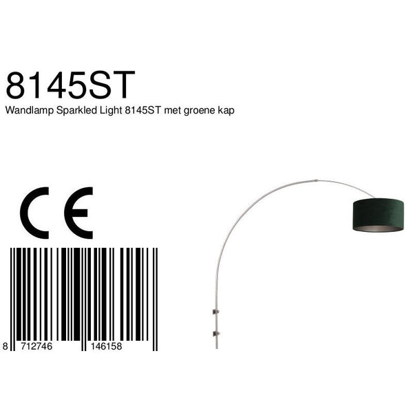 Wandlamp Sparkled Light 1481ST+K1068VS Staal-Fluweel Groen