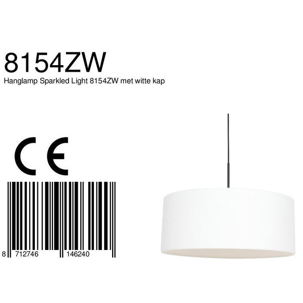Hanglamp Sparkled Light 3602ZW+K1066QS Zwart-Wit Linnen