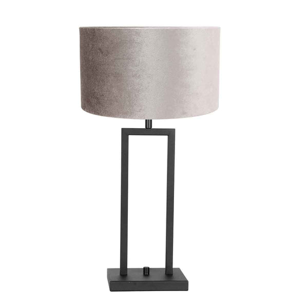 Tafellamp Stang 8213ZW Zwart + Kap Velours Zilver