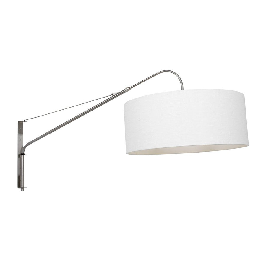Wandlamp Elegant Classy 2574ST+K1066QS Staal-Wit Linnen
