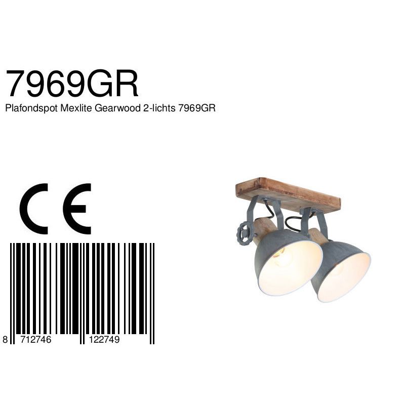 Plafondlamp Gearwood 7969GR Grijs
