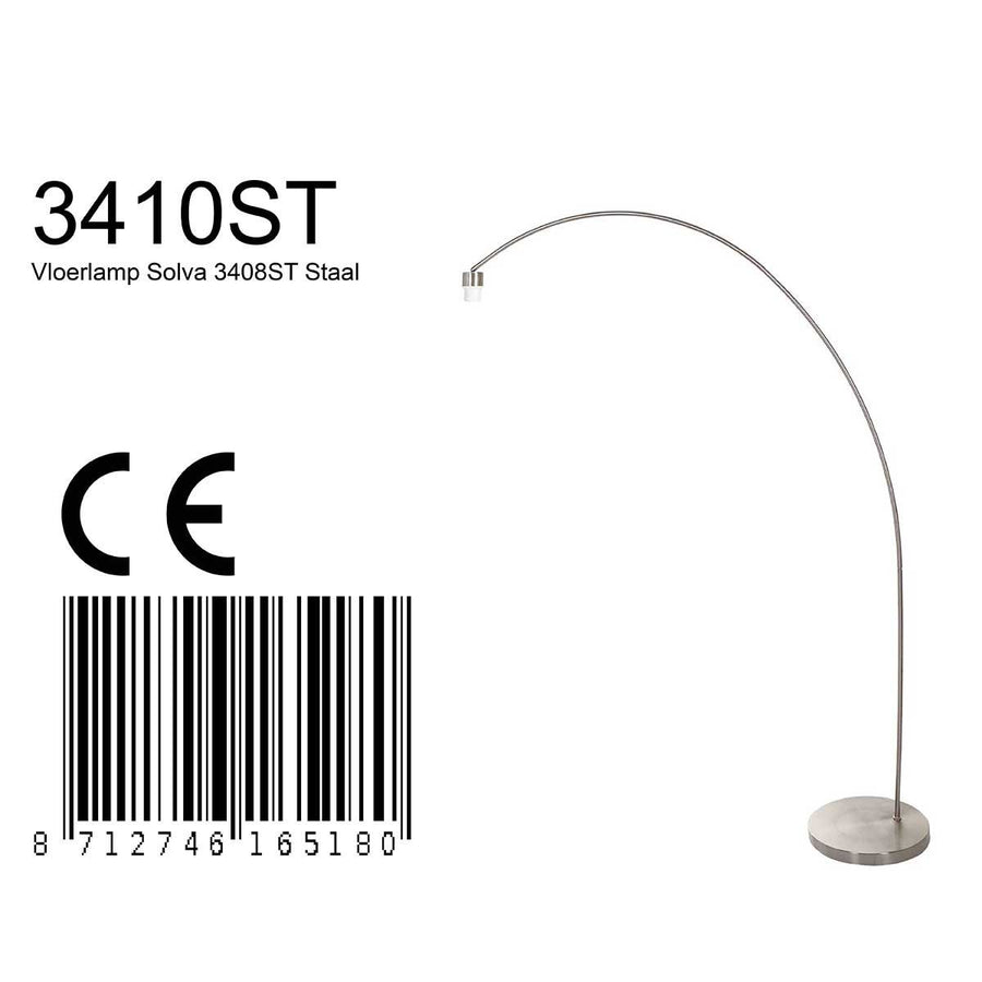 Vloerlamp Solva 3410ST Staal zonder kap