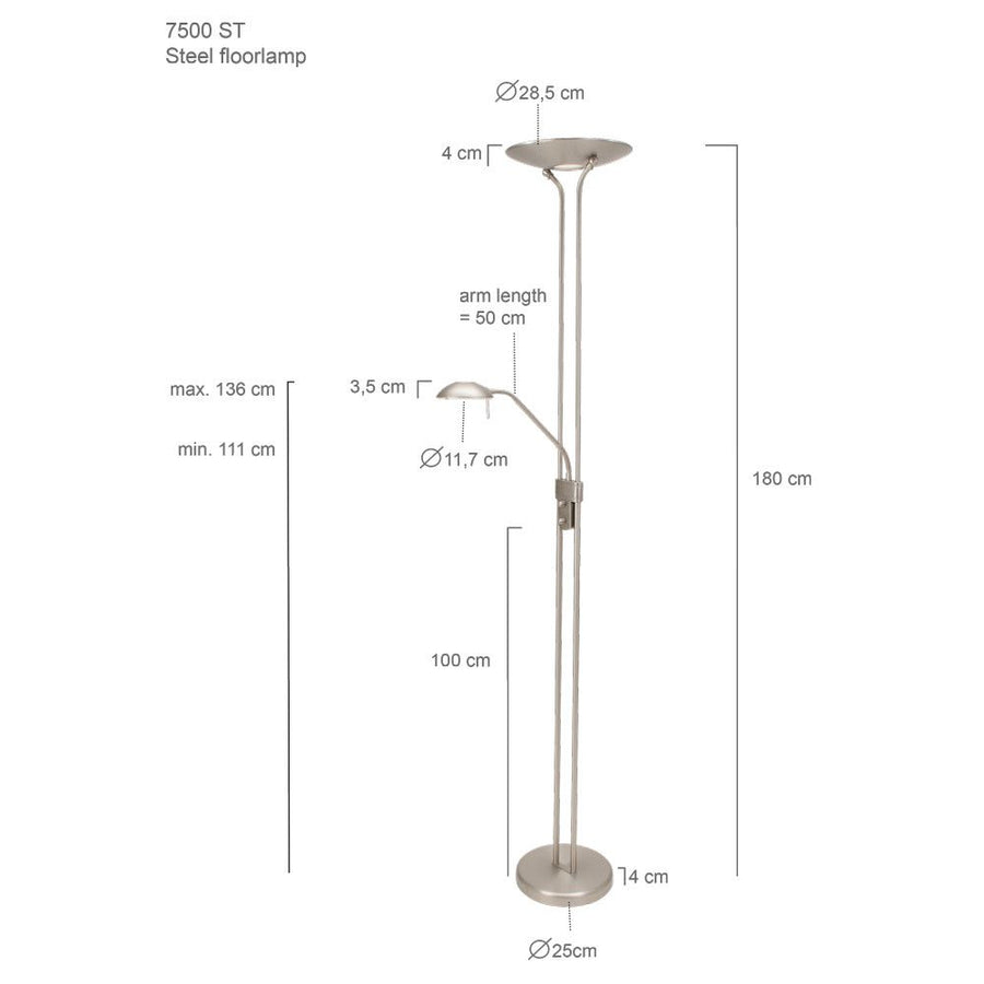 Vloerlamp Biron 7500ST Staal