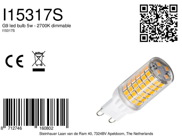 G9 led bulb 5w - 2700K dimmable