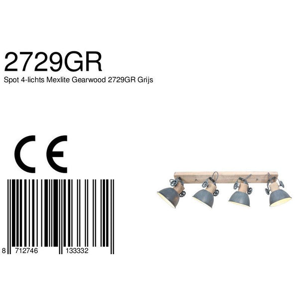 Plafondlamp Gearwood 2729GR Grijs