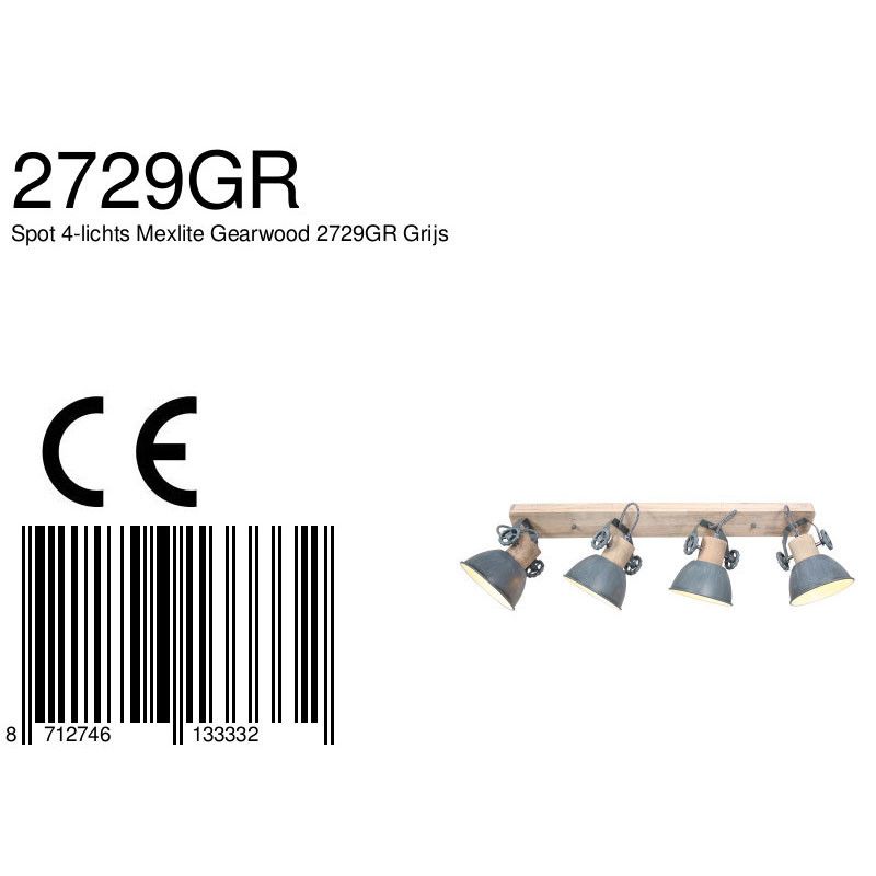 Plafondlamp Gearwood 2729GR Grijs