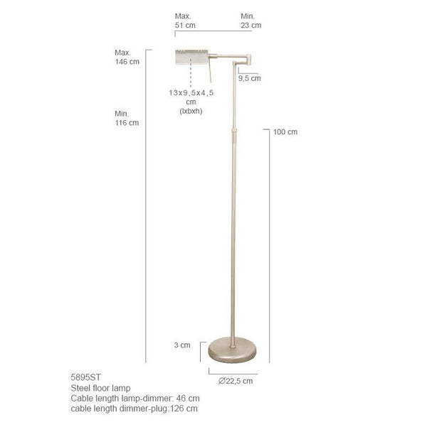 Vloerlamp Karl 5895ST Staal