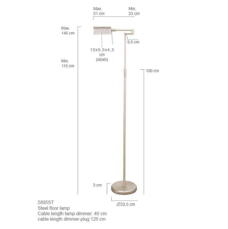 Vloerlamp Karl 5895ST Staal