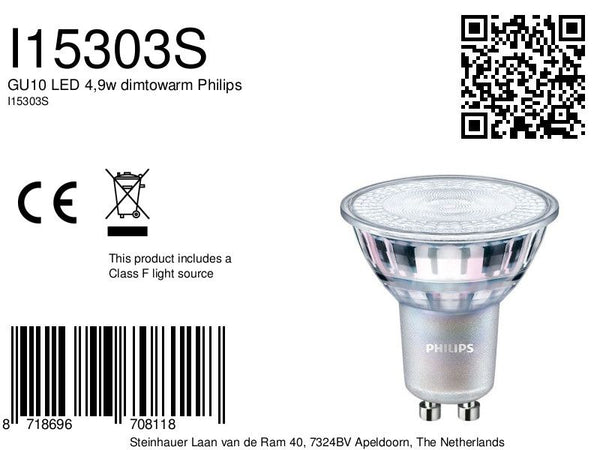 GU10 LED 4,9w dimtowarm Philips
