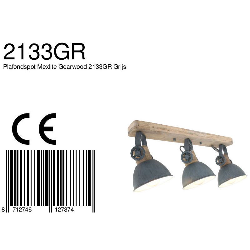 Plafondlamp Gearwood 2133GR Grijs