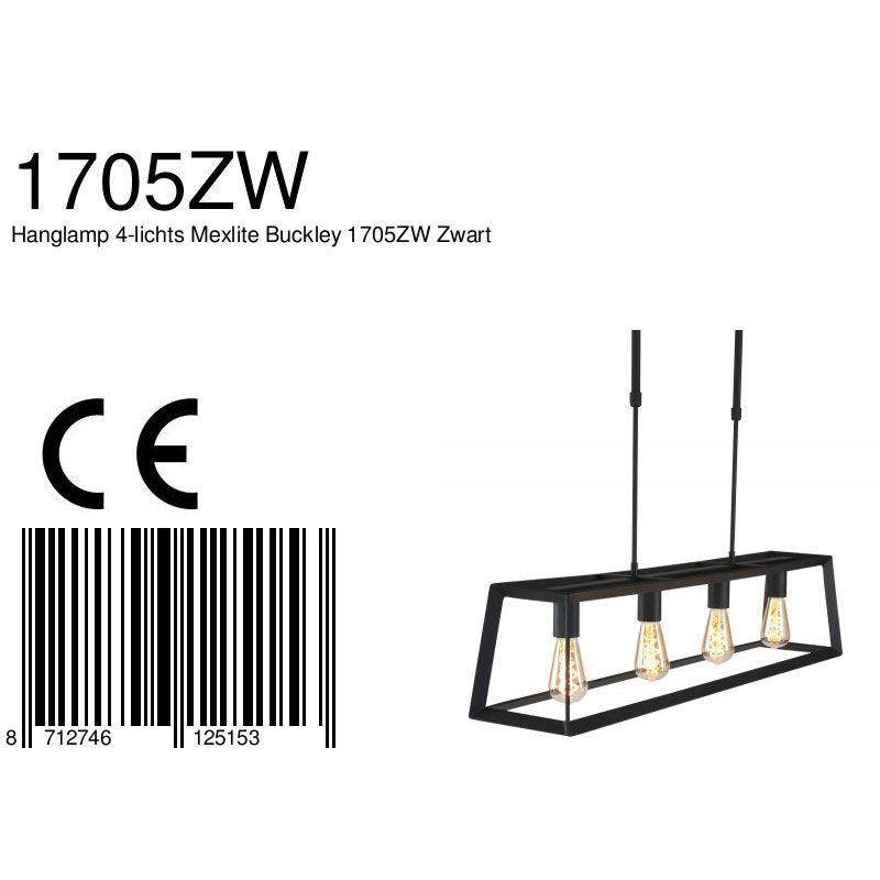 Hanglamp Buckley 1705ZW Zwart