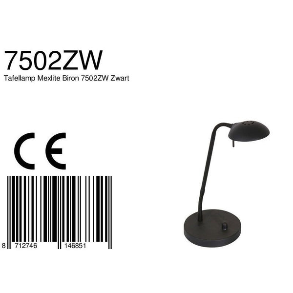 Tafellamp Biron 7502ZW Zwart