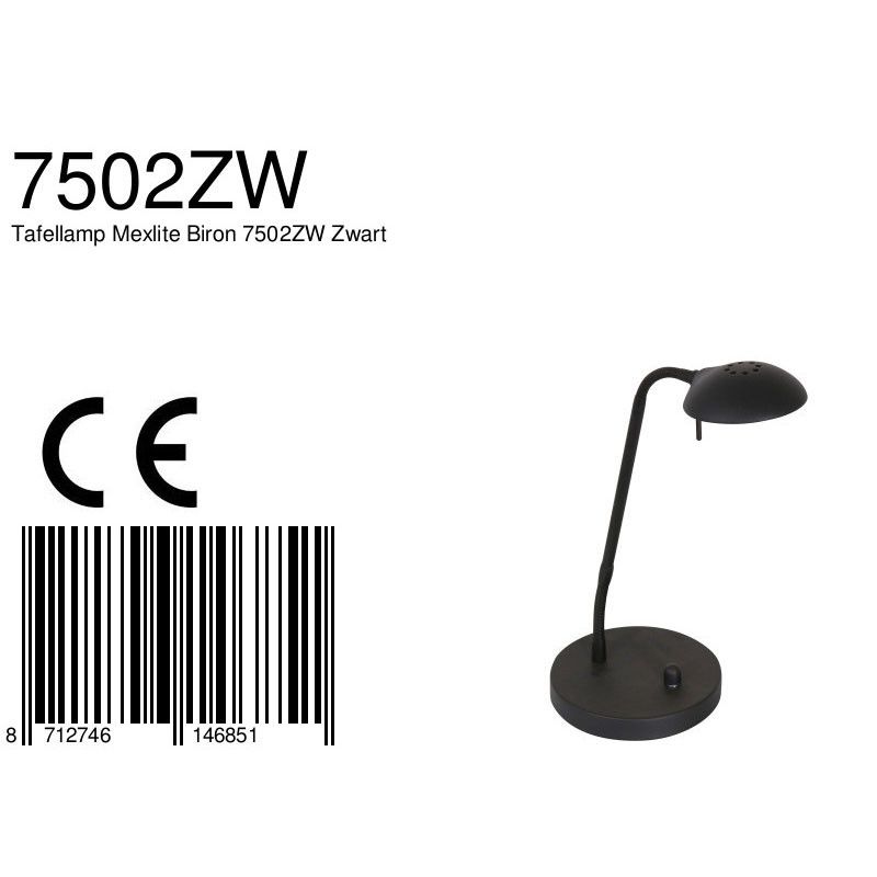 Tafellamp Biron 7502ZW Zwart