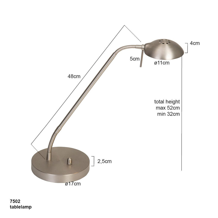 Tafellamp Biron 7502ST Staal