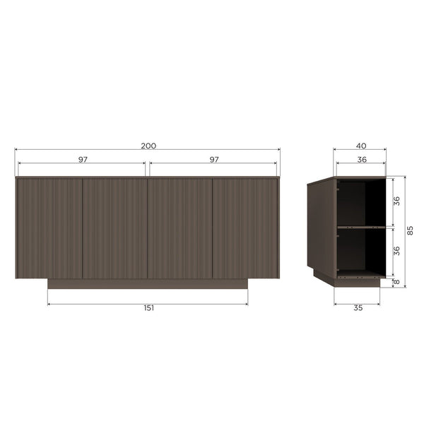 NOVA DRESSOIR 200 CM GRENEN TRUFFEL BRUIN [fsc]