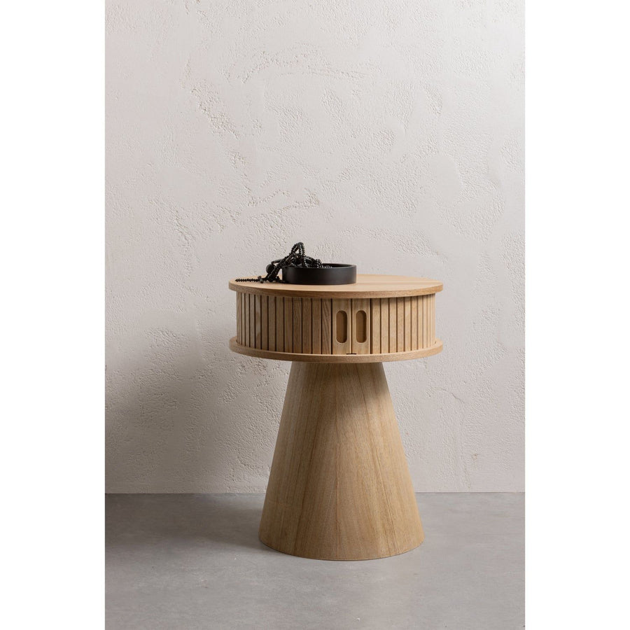 KARRI NACHTKASTJE ROND MDF/GRENEN NATUREL