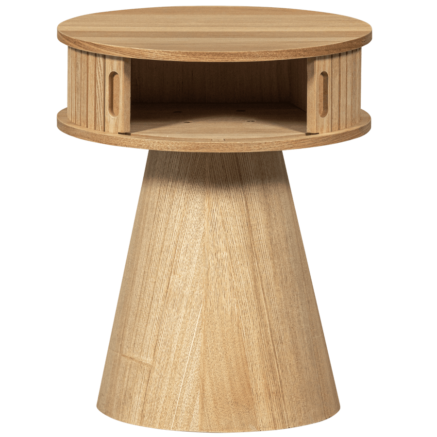 KARRI NACHTKASTJE ROND MDF/GRENEN NATUREL