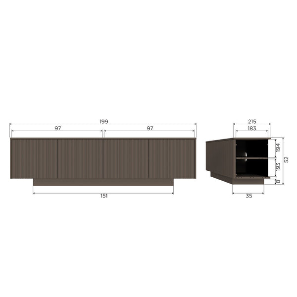 NOVA TV MEUBEL 200 CM GRENEN TRUFFEL BRUIN [fsc]