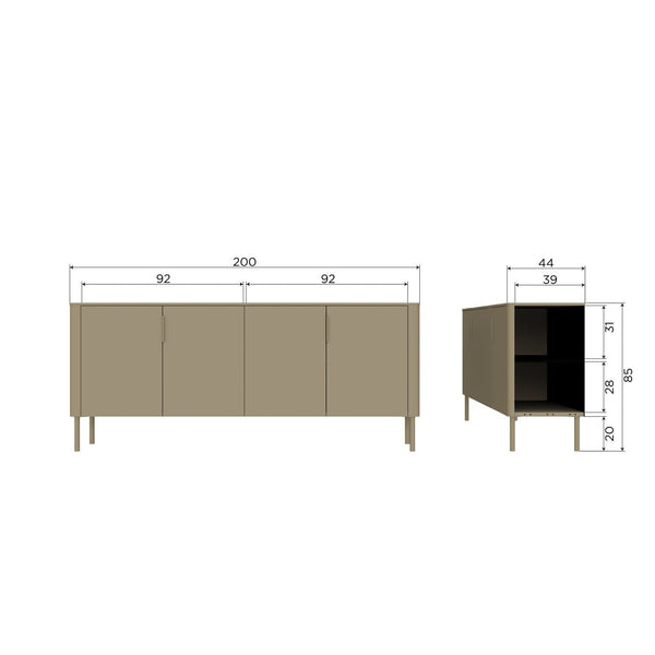 GUNNAR DRESSOIR 200 CM GRENEN MATZWART [fsc]