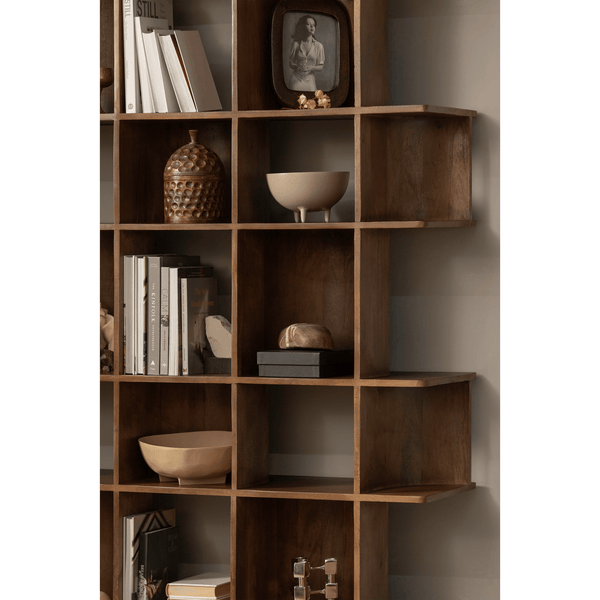 SINNE BOEKENKAST MANGOHOUT WALNOOT 180x130CM