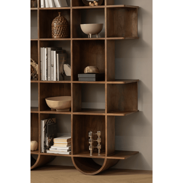 SINNE BOEKENKAST MANGOHOUT WALNOOT 180x130CM
