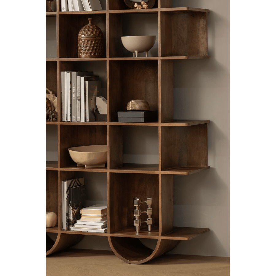 SINNE BOEKENKAST MANGOHOUT WALNOOT 180x130CM