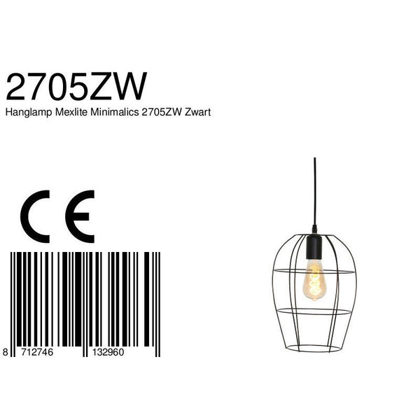 Hanglamp Mexlite Minimalics 2705ZW Zwart