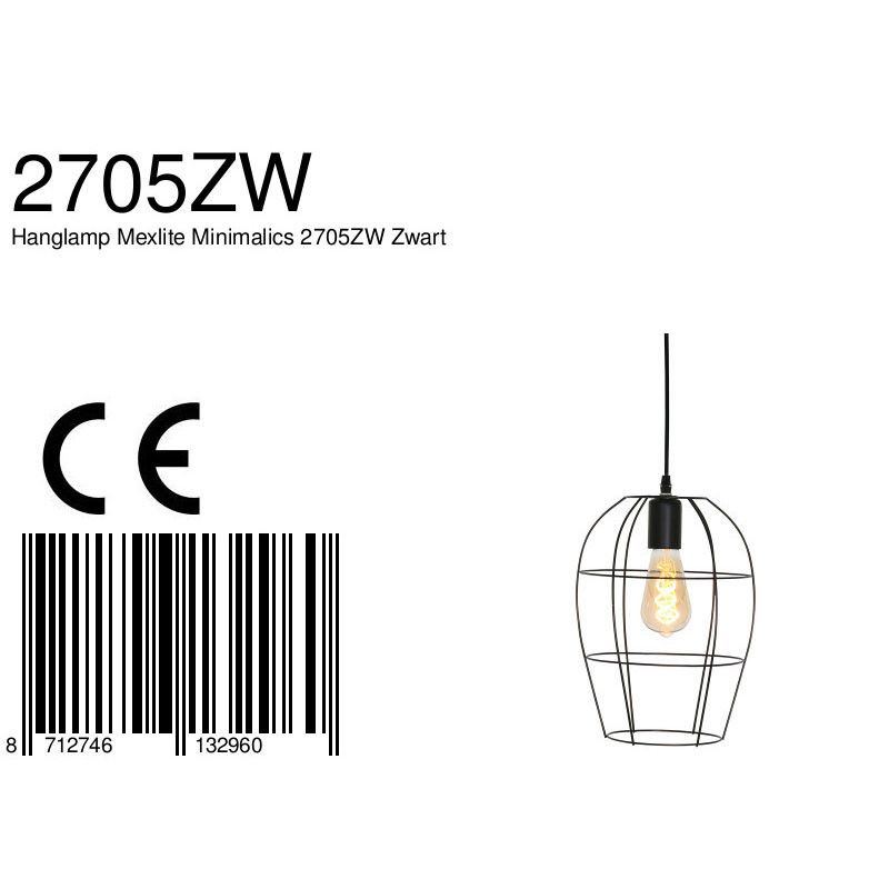Hanglamp Mexlite Minimalics 2705ZW Zwart