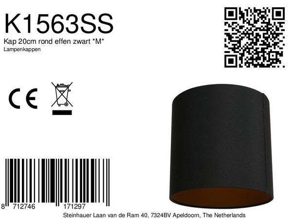 Kap 20cm rond effen zwart *M*