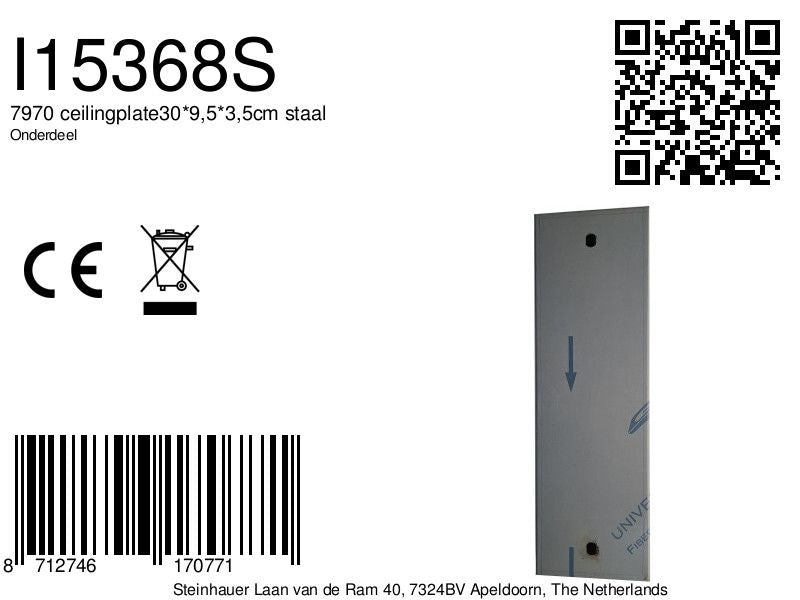 7970 ceilingplate30*9,5*3,5cm staal