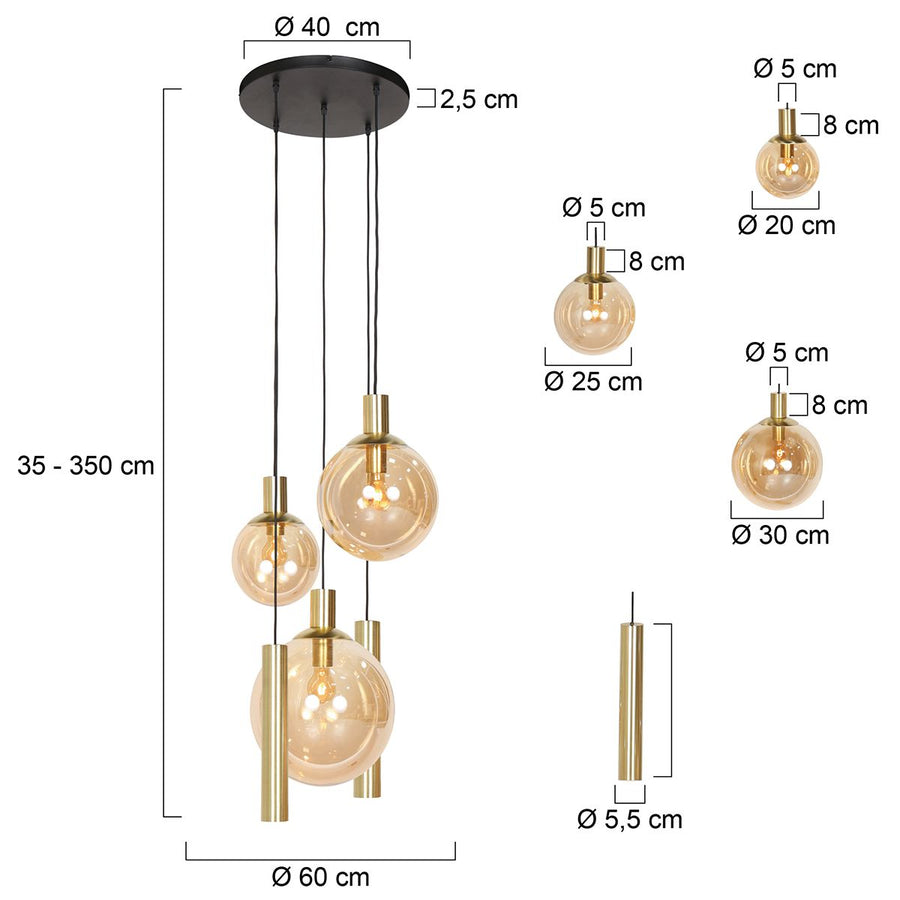 Hanglamp Bollique 3801ME messing