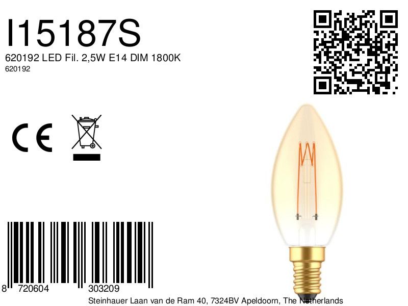 600478 Led Fil.kaars 2,5W E14