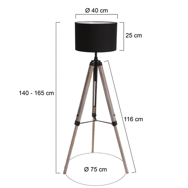 Vloerlamp Triek 3348ZW+K7976SS Zwart-Zwart