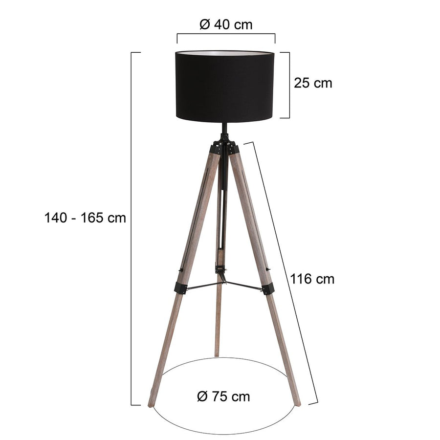 Vloerlamp Triek 3348ZW+K7976SS Zwart-Zwart