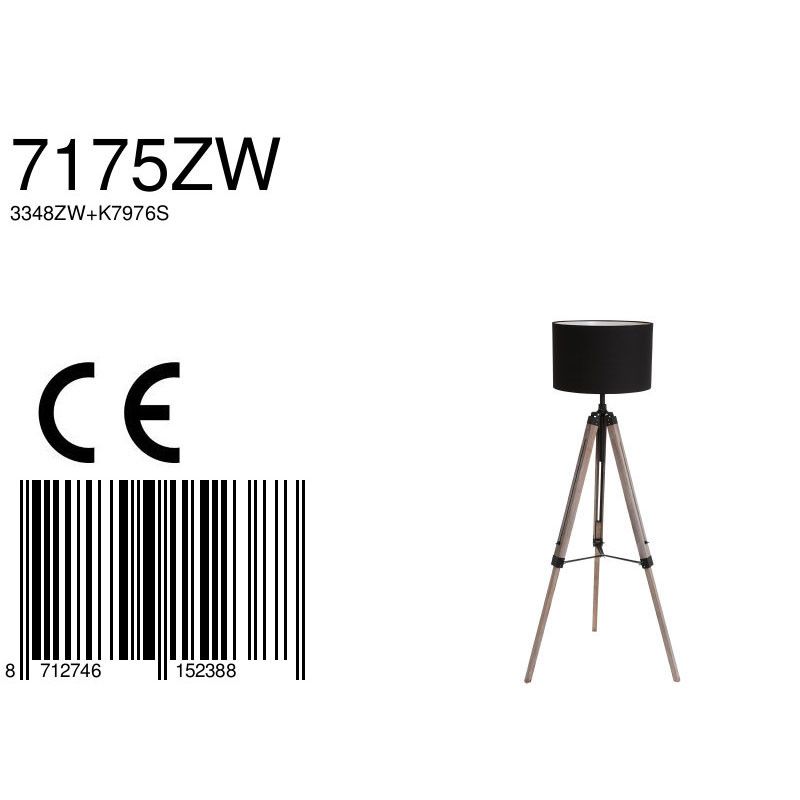 Vloerlamp Triek 3348ZW+K7976SS Zwart-Zwart