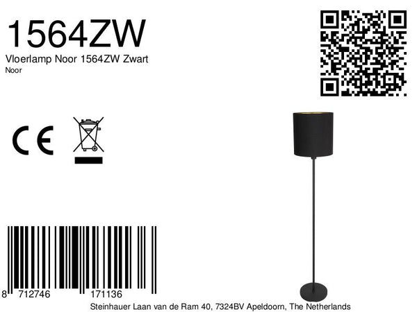 Vloerlamp Noor 1564ZW Zwart