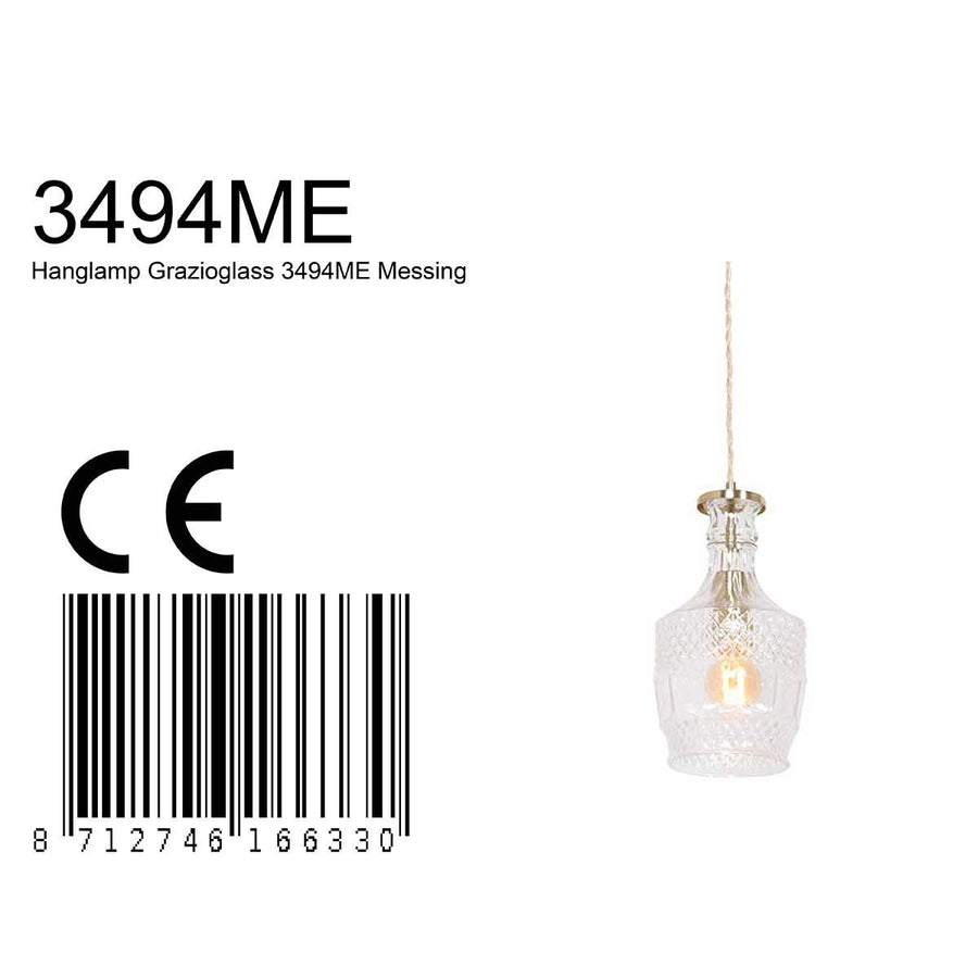 Hanglamp Grazio Glass 3494ME Messing