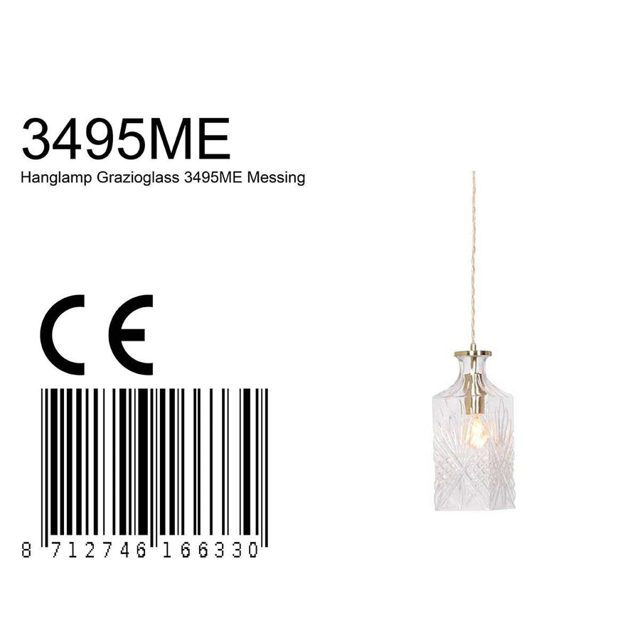 Hanglamp Grazio Glass 3495ME Messing