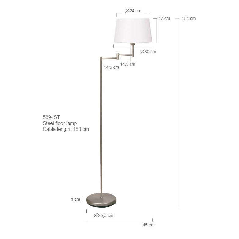 Vloerlamp Bella 5894ST Staal