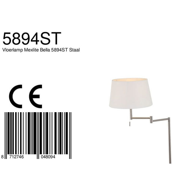 Vloerlamp Bella 5894ST Staal