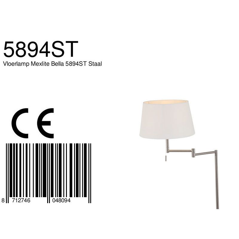 Vloerlamp Bella 5894ST Staal