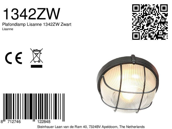 Plafondlamp Lisanne 1342ZW Zwart