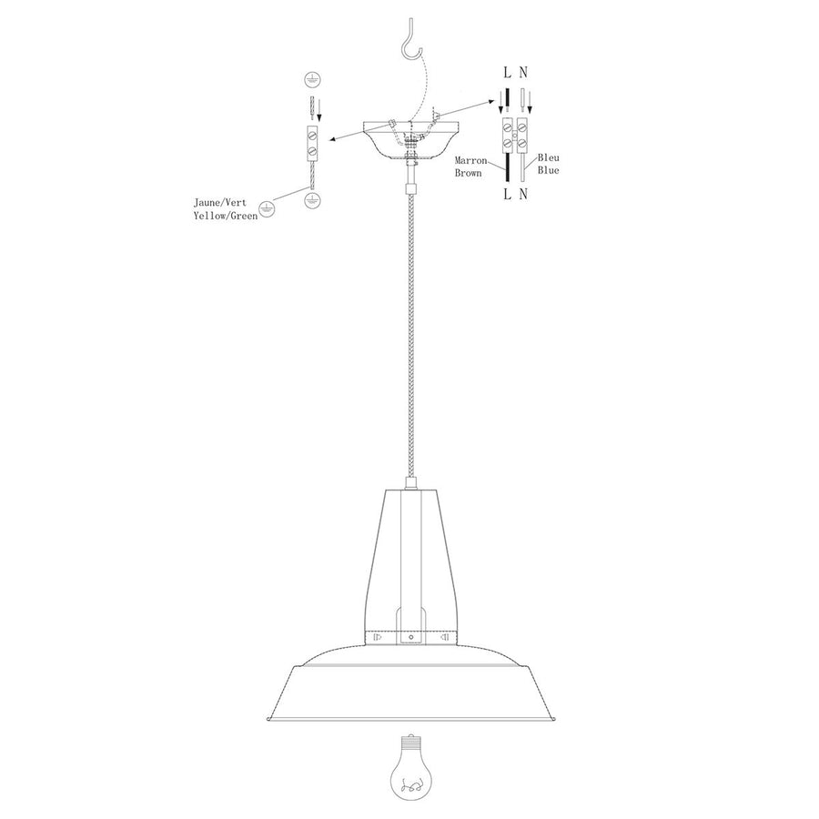Hangl. 1-l. metaal 42cm mat *M*