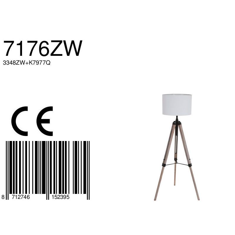 Vloerlamp Triek 3348ZW+K7977QS Zwart-Wit