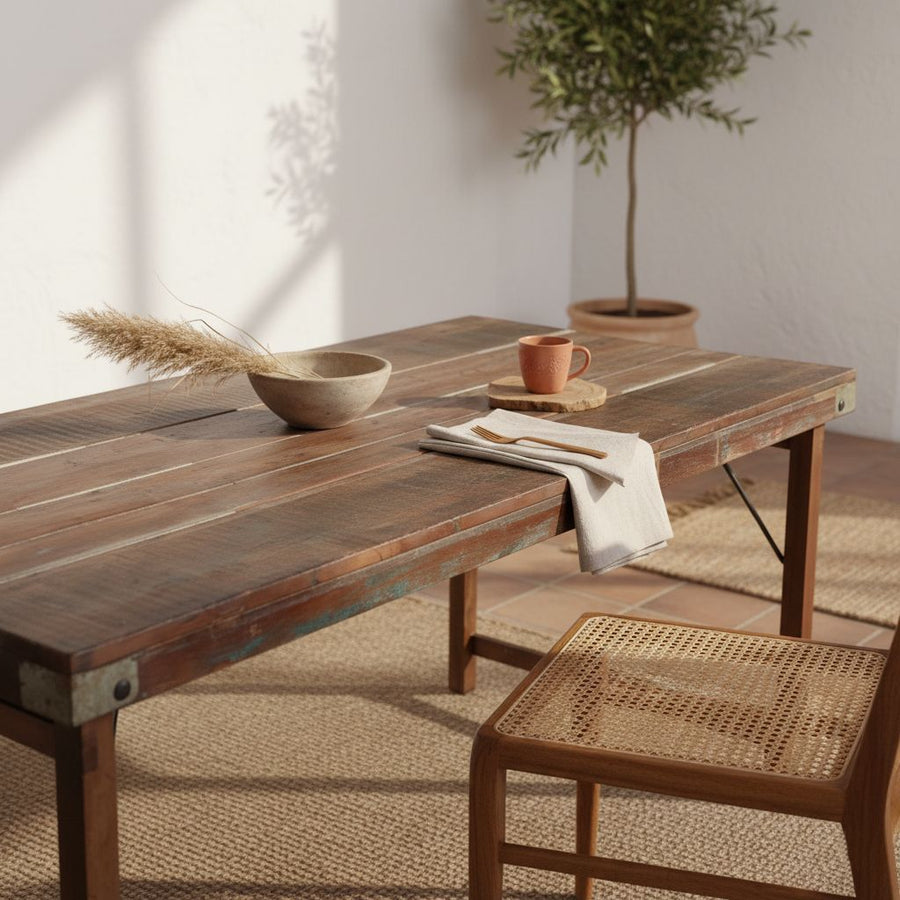 Inklapbare vintage eettafel Gerecycled hout 165x75x76 cm