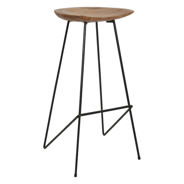 Loft teakhouten barkruk naturel 41x42x77 cm