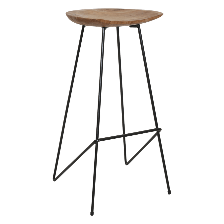 Loft teakhouten barkruk naturel 41x42x77 cm