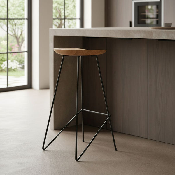 Loft teakhouten barkruk naturel 41x42x77 cm