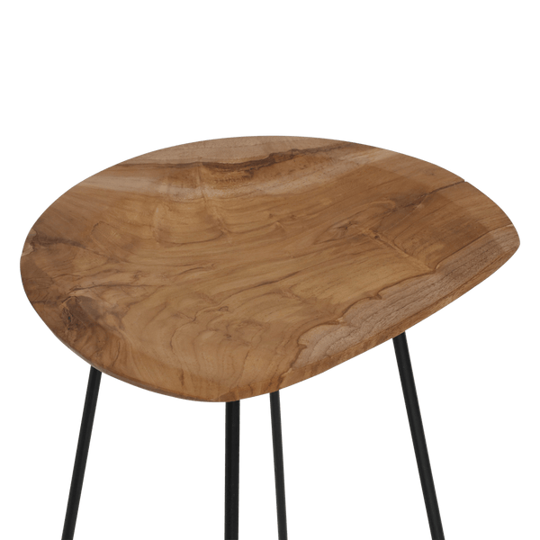 Loft teakhouten barkruk naturel 41x42x77 cm